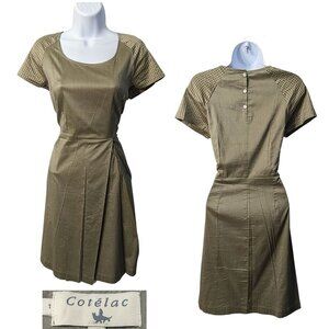 Vintage Y2K COTELÁC Olive Khaki A-Line Mini Dress Size 6